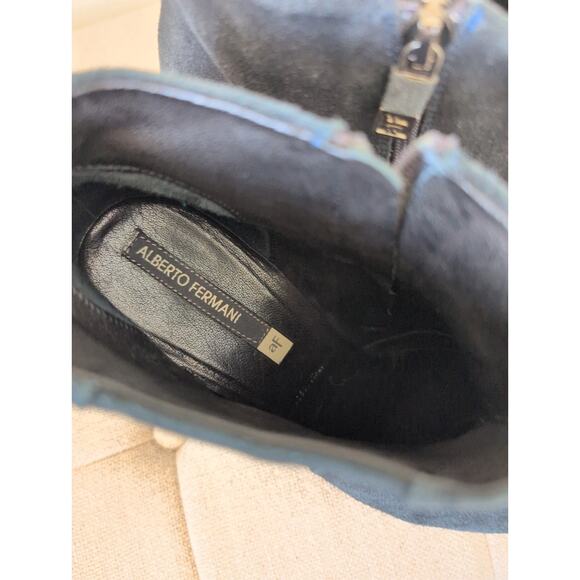 Alberto Fermani Erica Navy Suede Wood Heel Bootie size EUR 40 - Picture 5 of 6